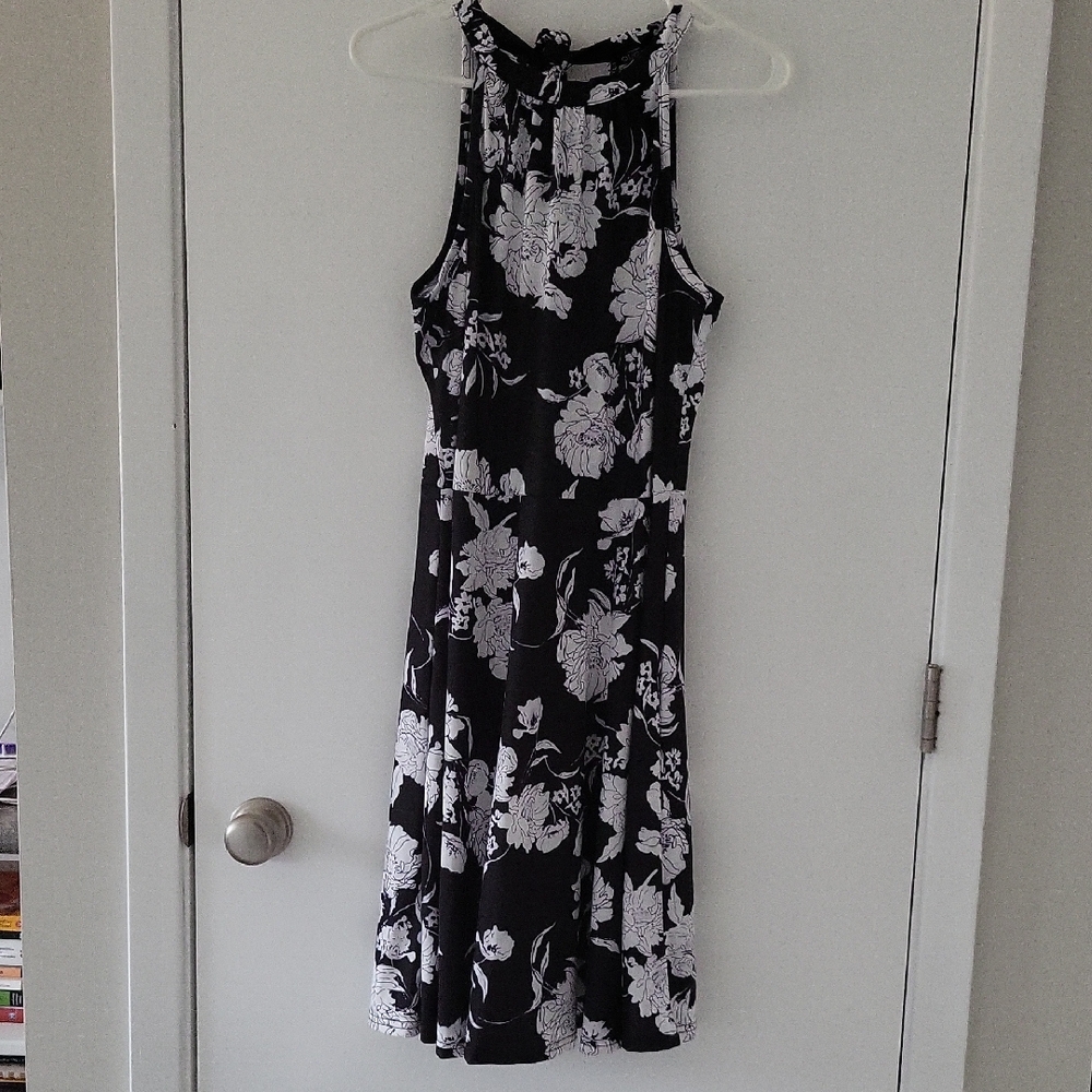 Floral Black and White Women's Dress